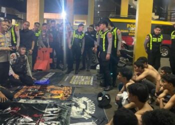 Anggota geng motor 'TOM' saat diamankan ke Mapolresta Bogor Kota.(Foto:Istimewa).