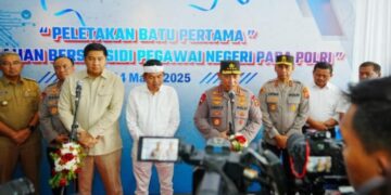Peresmian groundbreaking serentak program perumahan subsidi bagi anggota Polri dan ASN Polri di Karawang.(Foto:Istimewa).