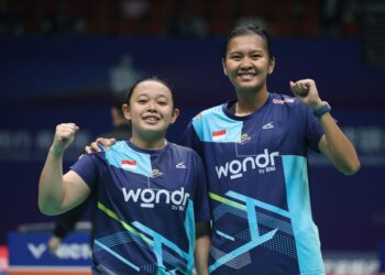 Ganda putri Indonesia Siti Sarah Azzahra dan Agnia Sri Rahayu di Asia Championships (BAC) 2025