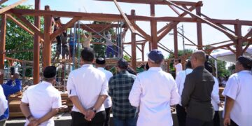 Pembangunan replika Pendopo Kawedanan Jasinga.(Foto Humas Pemkab Bogor)