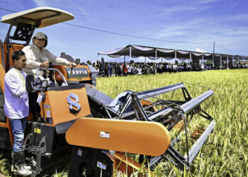 Presiden Prabowo saat panen raya di Majalengka Jawa Barat.