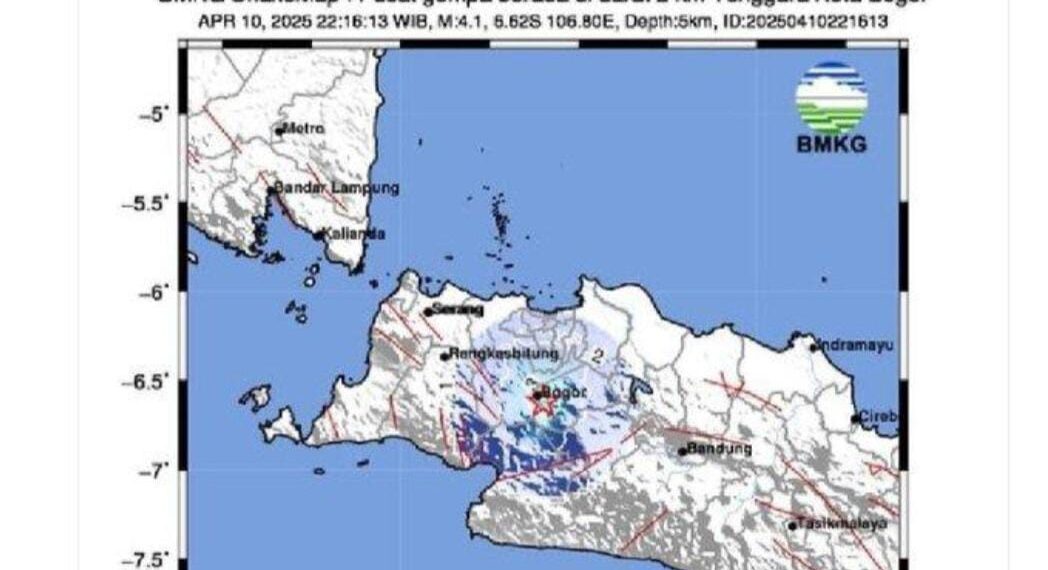 Gempa Magnitudo 4,1 melanda wilayah Kota Bogor.(Foto:BMKG).