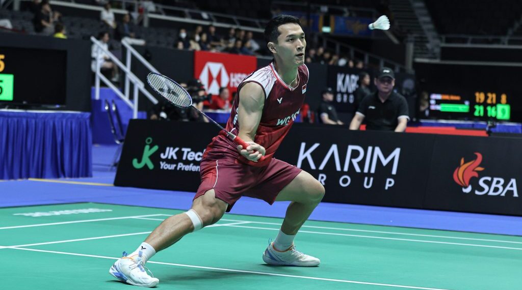Jonatan Christie di Singapore Open 2025.(Foto: Dok. PBSI)