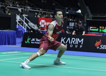 Jonatan Christie di Singapore Open 2025.(Foto: Dok. PBSI)