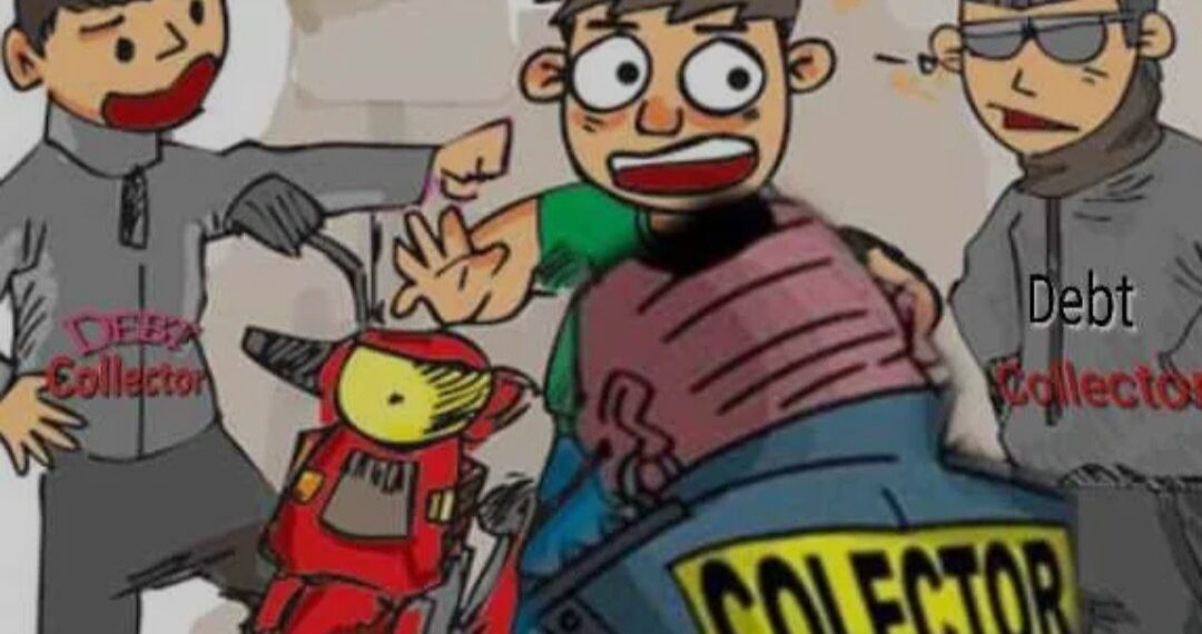 Ilustrasi debt collector mengadang pengendara sepeda motor.(Foto:Istimewa).