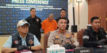 Kapolres Cianjur, AKBP Rohman Yonky Dilatha, saat memberikan keterangan pers.(Foto:Istimewa).