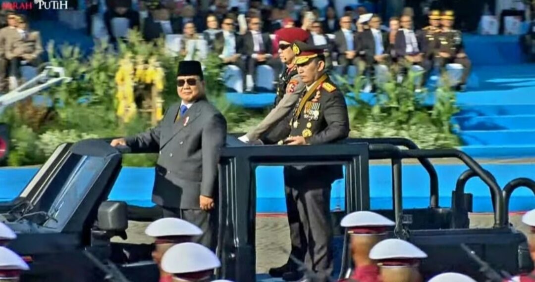 Presiden Prabowo Subianto, dalam peringatan HUT Bhayangkara ke-79 di Lapangan Monas, Jakarta Pusat.(Foto:Youtube Setpres).