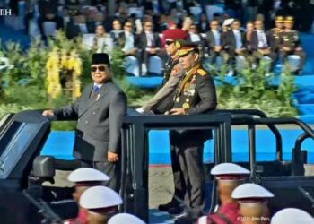 Presiden Prabowo Subianto, dalam peringatan HUT Bhayangkara ke-79 di Lapangan Monas, Jakarta Pusat.(Foto:Youtube Setpres).