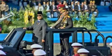 Presiden Prabowo Subianto, dalam peringatan HUT Bhayangkara ke-79 di Lapangan Monas, Jakarta Pusat.(Foto:Youtube Setpres).