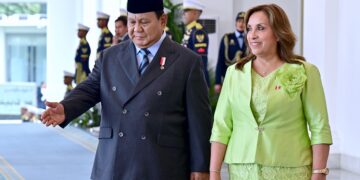 Presiden Republik Indonesia Prabowo Subianto dan Presiden Republik Peru Dina Ercilia Boluarte Zegarra.(Foto: Setneg)