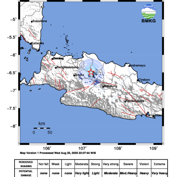 Gempa Bekasi.(Image: BMKG)