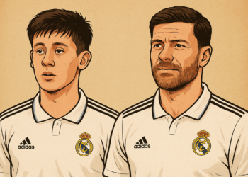 Ilustrasu Arda Guler dan Xabi Alonso. (AI)