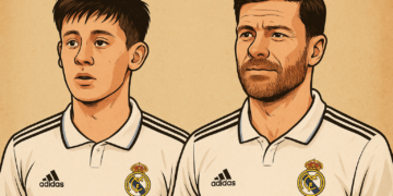 Ilustrasu Arda Guler dan Xabi Alonso. (AI)