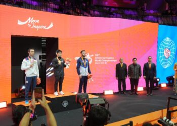 Menteri Pemuda dan Olahraga Republik Indonesia (Menpora RI) Erick Thohir mengapresiasi penyelenggaraan Kejuaraan Dunia Gimnastik Artistik Ke-53 di Indonesia Arena Jakarta.(foto:fajar/kemenpora.go.id)