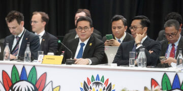 Menteri Perdagangan RI, Budi Santoso menyampaikan intervensi pada sesi ketiga G20 TIMM di Gqberha, Afrika Selatan, Jumat, (10 Okt). Sesi ini membahas “WTO Reform Including the Development Dimension”.