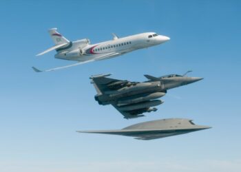 Falcon 8x, Rafale fighter, dan nEUROn.(Image: Dassault-Aviation.com)