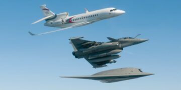 Falcon 8x, Rafale fighter, dan nEUROn.(Image: Dassault-Aviation.com)