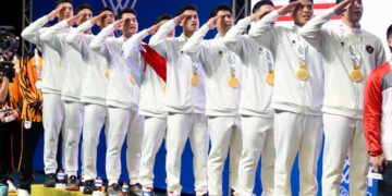 Tim bulutangkis putra Indonesia mampu meraih podium tertinggi usai menjalani laga final bulutangkis beregu putra di ajang SEA Games 2025 yang berlangsung di Pathum Thani, Thailand (10/12/2025).(Foto: Dok. PBSI)