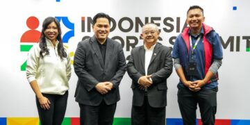 (Kiri-kanan) Dirut InJourney Maya Watono, Menpora Erick Thohir (kedua kiri), Menteri Dikdasmen Abdul Mu'ti dan Azrul Ananda.(Foto: Andre/kemenpora.go.id)