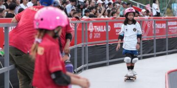 SEA Games 2025 Thailand ternyata menjadi ajang melahirkan atet muda berpotensi. Salah satunya atlet Mikhayla Shanum Caya yang menjadi masa depan baru dunia olahraga skateboard Indonesia.(foto:Herry/kemenpora.go.id)