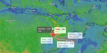 Siklon Tropis Hayley.(Image: windy.com)