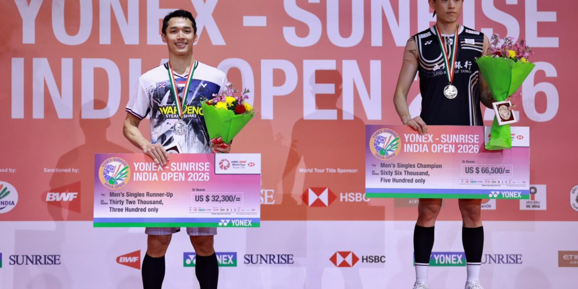 Wakil tunggal putra Indonesia, Jonatan Christie harus puas sebagai runner up India Open 2026 pada nomor tunggal putra.(Foto: Dok. PBSI)