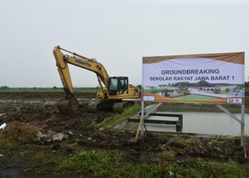 Pembangunan gedung Sekolah Rakyat di Sumedang.(Foto: Humas Pemkab Sumedang)