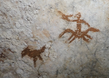 Lukisan cadas tertua di dunia dari Sulawesi.(FOTO: BRIN)