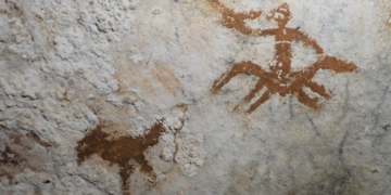 Lukisan cadas tertua di dunia dari Sulawesi.(FOTO: BRIN)