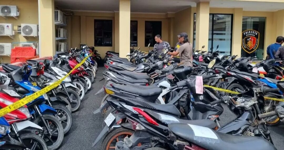 Barang bukti sepeda motor disita Satreskrim Polresta Bandung dari para pelaku curanmor beraksi di wilayah Kabupaten Bandung.(Foto:Istimewa).