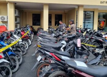 Barang bukti sepeda motor disita Satreskrim Polresta Bandung dari para pelaku curanmor beraksi di wilayah Kabupaten Bandung.(Foto:Istimewa).