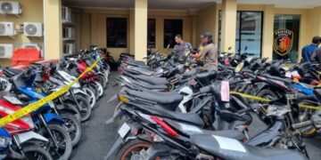 Barang bukti sepeda motor disita Satreskrim Polresta Bandung dari para pelaku curanmor beraksi di wilayah Kabupaten Bandung.(Foto:Istimewa).