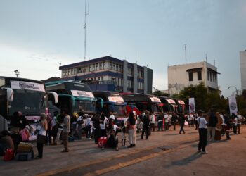 Bus mudik gratis. (Foto: Humas Pelindo)