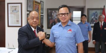 Ketum KONI Pusat Letjen TNI Purn Marciano Norman dan Ketum PP ALTI Dr. Bima Arya Sugiarto.(Foto: Humas KONI Pusat)