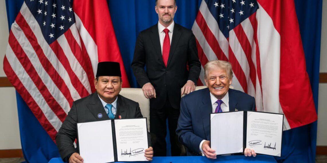 Presiden Republik Indonesia Prabowo Subianto dan Presiden Amerika Serikat Donald Trump.(Foto: Setneg)