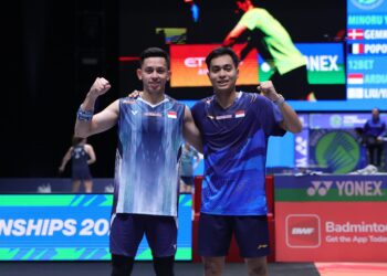 Ganda putra Muhammad Rian Ardianto/Rahmat Hidayat mampu melaju ke babak 16 besar usai mengalahkan pasangan Taiwan Liu Kuang Heng/Yang Po Han 21-10, 21-16..(Foto: Dok. Humas PBSI)