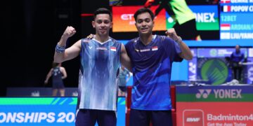 Ganda putra Muhammad Rian Ardianto/Rahmat Hidayat mampu melaju ke babak 16 besar usai mengalahkan pasangan Taiwan Liu Kuang Heng/Yang Po Han 21-10, 21-16..(Foto: Dok. Humas PBSI)