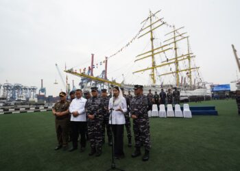 Wakil Menteri Perdagangan, Dyah Roro Esti menghadiri pelepasan KRI Bima Suci di Markas Komando Lintas Laut Militer (Kolinlamil) TNI AL, Jakarta, Selasa (31/3/2026).(Foto: Kemendag)