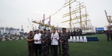 Wakil Menteri Perdagangan, Dyah Roro Esti menghadiri pelepasan KRI Bima Suci di Markas Komando Lintas Laut Militer (Kolinlamil) TNI AL, Jakarta, Selasa (31/3/2026).(Foto: Kemendag)
