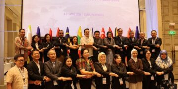 Delegasi Indonesia pada pertemuan yang digelar ASEAN Secretariat diwakili oleh Esa Sukmawijaya selaku Asdep Pengembangan Kepemudaan Global dan Elvi Susanti, Analis Kebijakan Ahli Madya Kemenpora. (foto:istimewa)