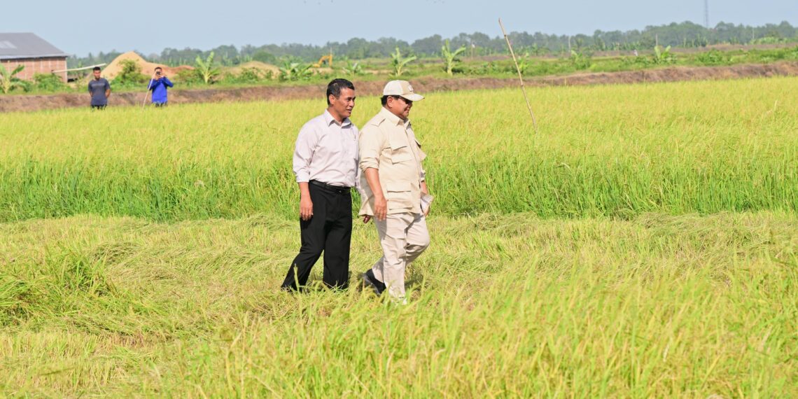 Menteri Pertanian (Mentan) Amran Sulaiman mendampingi Presiden Prabowo Subianto.(Foto: Setneg)