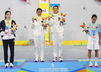 Menpora RI, Erick Thohir, menyampaikan rasa syukur dan memberikan apresiasi atas pencapaian prestasi tim panjat tebing Indonesia di ajang Asian Beach Games Sanya 2026. (foto: NOC Indonesia/Naif Muhammad Al`as)