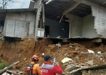 Pergerakan tanah di Bogor.(Foto: Humas Pemkab Bogor)