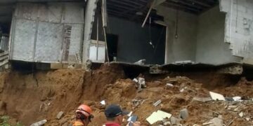 Pergerakan tanah di Bogor.(Foto: Humas Pemkab Bogor)