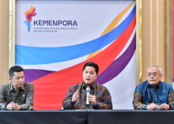 Kemenpora RI di bawah kepemimpinan Menteri Pemuda dan Olahraga RI (Menpora) Erick Thohir yang berhasil mencatatkan capaian positif, dengan masuk dalam daftar lima besar dari 10 kementrian dengan kinerja terbaik. (foto:andre/kemenpora.go.id)