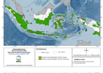 Hingga akhir Maret 2026, sebanyak 7% Zona Musim (Z0M) di Indonesia telah memasuki musim kemarau, ungkap Badan Meteorologi, Klimatologi, dan Geofisika (BMKG).(Image: BMKG)