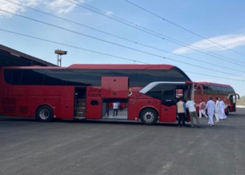 Bus jemaah haji.(Foto: Dok. Kemenhaj)