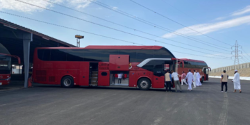 Bus jemaah haji.(Foto: Dok. Kemenhaj)