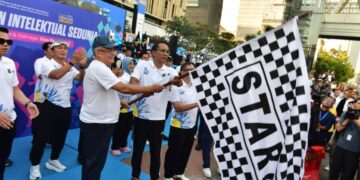 Sesmenpora Gunawan Suswantoro hari Minggu (26/4) pagi menghadiri peringatan Hari Kekayaan Intelektual (KI) Sedunia 2026 di Sarinah Thamrin, Jakarta. (foto:bagus/kemenpora.go.id)