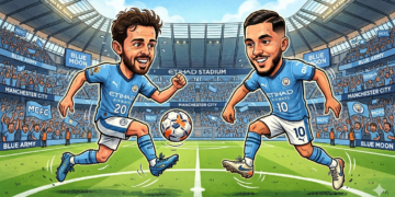 Sama-sama Lahir Bulan Agustus, Rayan Cherki adalah Next Gen Bernardo Silva di Manchester City.(Image: AI Ilustrator)